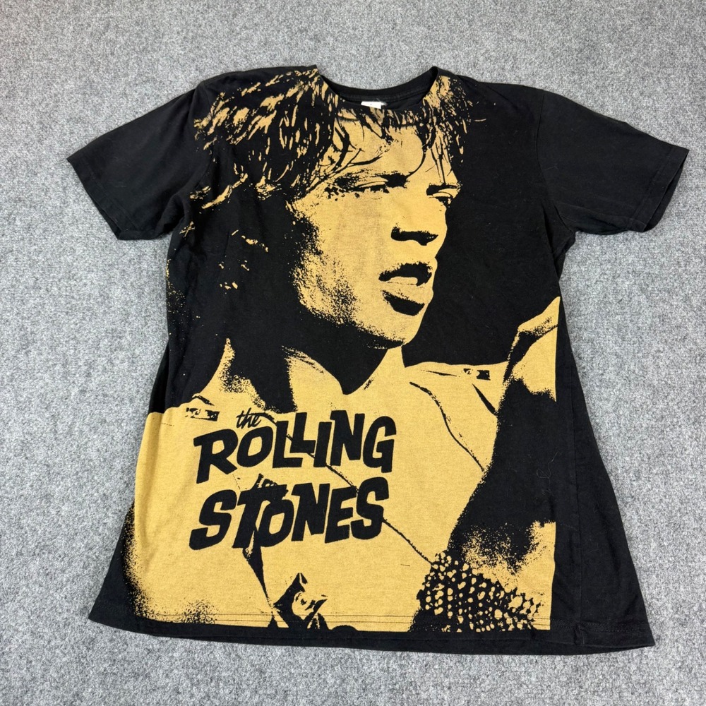 Vintage Rare Rolling Stones Mick Jagger Graphic T-Shirt Black Industry Concept
